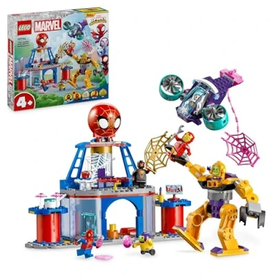 Abbildung von LEGO Marvel Das Hauptquartier von Spideys Team, Spider Man Spielzeug mit Fahrzeug und Mech, Geschenk für Jungs Mädchen ab 4 Jahren, die Fans der TV Serie Spidey Seine Super Freunde sind 10794