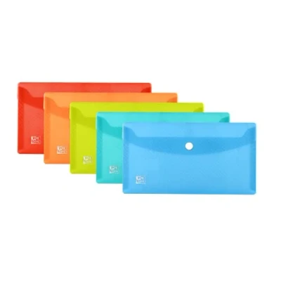 Abbildung von Oxford Dokumentenasche DIN Lang, transparenter Kunststoff, 5 Farben, Stück, blau,gelb,orange,rot,Grün
