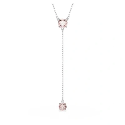 Abbildung von Swarovski Attract Y Round CUT Rhodium Plated Halskette, Damen, Größe: One Size, Pink