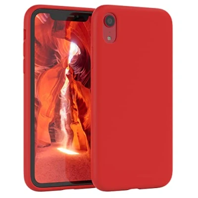 Abbildung von EAZY Case Silikon Hülle für iPhone XR Rot weich stoßfeste Schutzhülle mit Kameraschutz Handyhülle Silikonhülle Dünn Premium Mikrofaser Schutz Cover Phone in