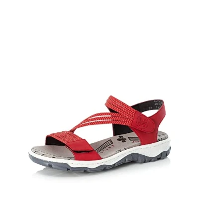 Abbildung von Rieker Damen Sandaletten 68871, Frauen Sandalen,Sommersandalen,bequem,Sommerschuhe,Freizeitschuhe,offene,Schuhe,Strandschuhe,rot (33),38 EU / 5 UK