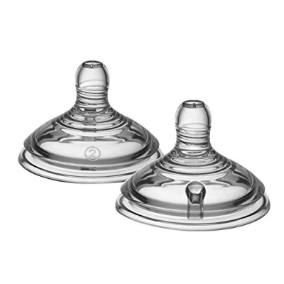 Abbildung von Tommee Tippee Flaschensauger, Natural Start Sauger, mittlerer Durchfluss, 3+ M., brustähnlich, Anti Kolikventil, weiches Silikon, Zubehör, 2er Pack