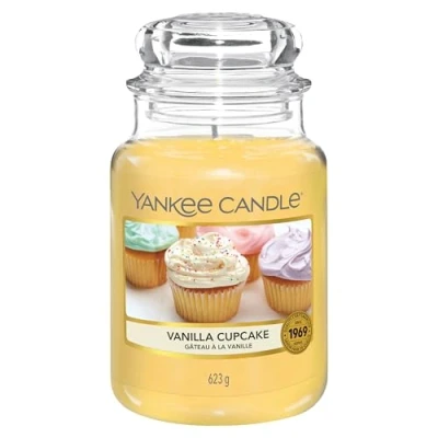 Abbildung von Yankee Candle Duftkerze im Glas (groß) Vanilla Cupcake Kerze mit langer Brenndauer bis zu 150 Stunden Perfekte Geschenke für Frauen