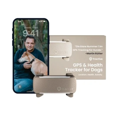 Abbildung von Tractive GPS Tracker Hund Empfohlen von Martin Rütter Live Ortung Weglaufalarm Aktivitätstracking Gesundheitswarnungen 2024 Edition Bellverhalten (Braun)