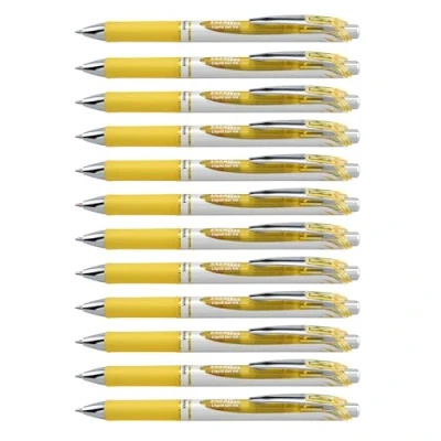 Abbildung von Pentel EnerGel XM BL77 Gelschreiber mit Druckmechanik, gelb (12 Stück)