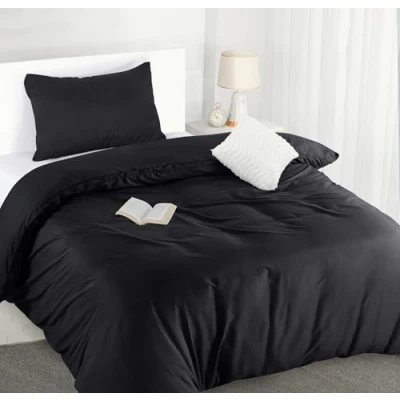Abbildung von Utopia Bedding Bettwäsche 135x200 Set Mikrofaser Bettbezug cm + 1 Kissenbezug 50x75 Schwarz