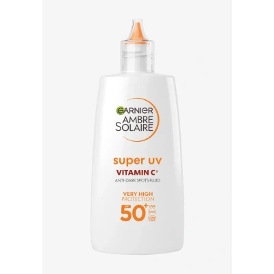 Abbildung von Garnier UV Sonnenschutzfluid gegen dunkle Flecken, Sehr hoher Sonnenschutz mit LSF 50+, Unsichtbares Finish, Ambre Solaire Super Vitamin C Daily Fluid, 1 x 40 ml