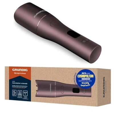Abbildung von Grundig EasyCurl, automatischer Lockenstab, HS 6230, große und kleine Locken, lange kurze Haare, kabellos, akkubetrieben, 3 Temperaturstufen, Keramikbeschichtung, Timer, LCD, Violett