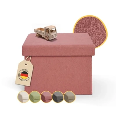 Abbildung von Laleni Sitzbank mit Stauraum Truhenbank 41x31 cm Sitztruhe Sitzwürfel Aufbewahrungsboxen klein Polsterhocker Kisten Aufbewahrung Deckel in Koralle