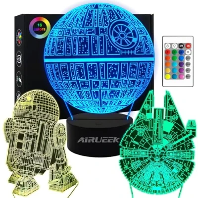 Abbildung von AIRUEEK Star Wars Geschenke 3D Lampe Spielzeug Nachtlicht mit 16 Farbwechsel 3 Modelle Fernbedienung &amp; Smart Touch Perfekte für Männer, Vatertagsgeschenk