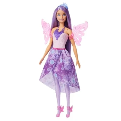 Abbildung von Barbie 3 in 1 Fantasie Puppe, Spielset mit 8 Accessoires inklusive Meerjungfrauen Schwanzflosse, Feenflügen, königlichen Ketten, Schuhen un vielem mehr für über 10 Verschiedene Looks, JCP74