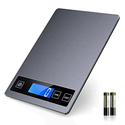 Abbildung von NBPOWER Küchenwaage Digital 1g ，10KG Digitalwaage Haushaltswaage mit Großer Wiegefläche, Essenswaage Edelstahl und gehärtetes Glas Gewicht Gramm1 g Richtigkeit