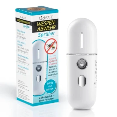 Abbildung von tickSAFE Wespenabwehr Sprüher Schnell, effektiv und schonend Wespen, Bienen Hummeln mit Wasserdampf vertreiben 10 min. Akkubetrieb, 1 h USB Aufladung Easy durch den Sommer