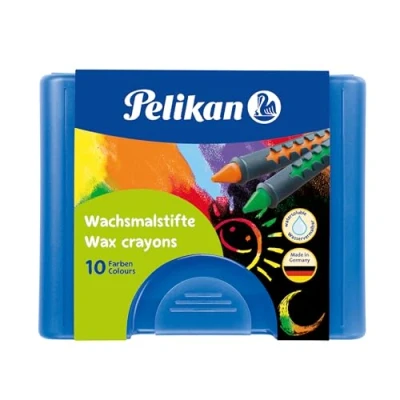 Abbildung von Pelikan 2056075 723155 Wachsmalstifte 655/10 in einer Schiebehülse, wasservermalbar (1 x Box, blaue Box)