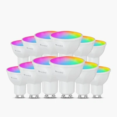 Abbildung von Nanoleaf Matter Essentials Glühbirne, 12 Smarten RGBW GU10 LED Lampen über Thread, Bluetooth 16 Mio. Farben Lampen, Bildschirm Sync, Funktioniert mit Google Home Apple, Deko &amp; Gaming