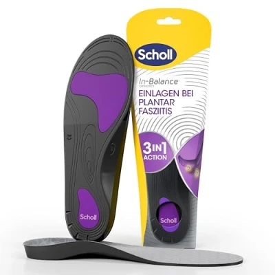 Abbildung von Scholl In Balance orthopädische Einlegesohlen bei Plantarfasziitis, lindert sofort Schmerzen:Ferse, Sporen, Bogen Unterstützung,verteilt Fußdruck, Größe 42.5 45