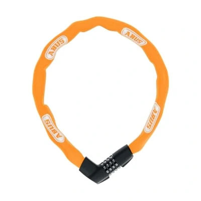 Abbildung von ABUS Kettenschloss Tresor 1385 Zahlenschloss aus gehärtetem Stahl 7 mm Starke Vierkantkette Sicherheitslevel 85 cm Orange