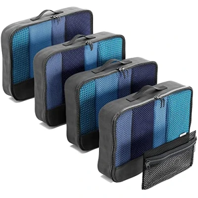 Abbildung von Einfach zu organisierende Packtaschen für Koffer Medium Kleiderlagerung mit Reisewürfeln ein Kleidertaschen Koffer. OW Travel zubehör Organizer Set Suitcase Packing