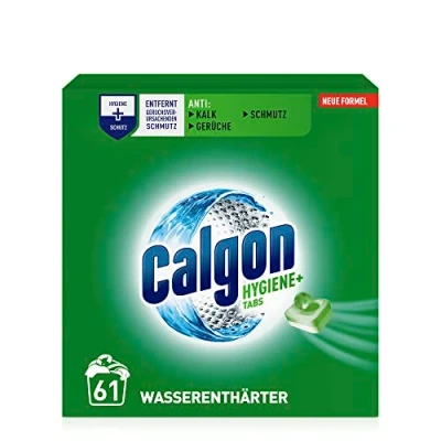 Abbildung von Calgon Hygiene+ Tabs Schutz vor Kalkablagerungen und Schmutz Wasserenthärter mit Hygieneschutz für die Waschmaschine 1 x 61 Unparfümiert