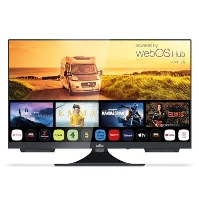 Abbildung von Cello C2424WS Trav 24&quot; Zoll SMART 12V Camping Reise TV Rahmenlos Triple Tuner Bluetooth WebOS by LG Pitch Perfect Lautsprecher Disney+ Netflix Wohnmobil LKW Boot [2024]