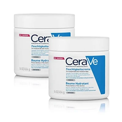 Abbildung von CeraVe Feuchtigkeitscreme für Körper und Gesicht, Langanhaltende Feuchtigkeit trockene bis sehr Haut, Seidige Textur, Mit Hyaluron 3 essenziellen Ceramiden, 2 x 454 g