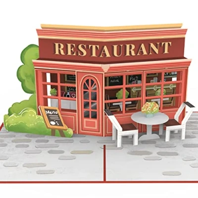 Abbildung von papercrush® Pop Up Karte Restaurant 3D Restaurantgutschein zum Essen gehen, Gutschein oder Geldgeschenk für Restaurantbesuch, Geburtstagskarte Frauen &amp; Männer, Romantisches Jahrestagsgeschenk