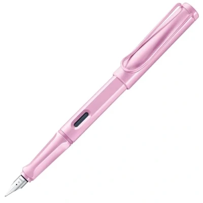 Abbildung von Lamy safari lightrose Füller Füllhalter mit ergonomischem Griff &amp; polierter Stahlfeder in Strichbreite EF robuster ASA Kunststoff inkl. Tintenpatrone T 10 blau Rechtshänder