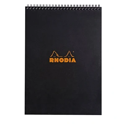 Abbildung von Rhodia 185019C Note Pad mit Doppelspirale, DIN A4, liniert, 80 g, 21 x 29.7 cm, Blatt, schwarz