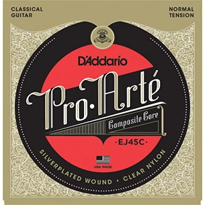 Abbildung von D&#039;Addario Gitarrensaiten Konzertgitarre Nylon Gitarren Saiten Nylonsaiten DER BELIEBTESTEN SAITENMARKE EJ45C Versilbertes Kupfer/Nylon NormalTension Composite