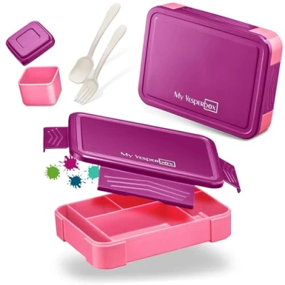 Abbildung von My Vesperbox Lite Bento Box Kinder Lunchbox extrem robust Brotdose Brotbox ideal für Kindergarten und Schule (Lila)