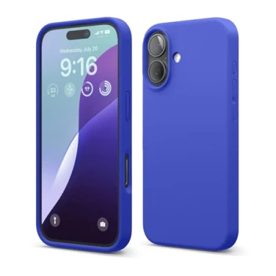 Abbildung von elago Premium Liquid Silikon Hülle Kompatibel mit iPhone 16 Hülle, Ganzkörper Handyhülle, Stoßfest, Schlanke Kratzfester weicher Mikrofaser Innenfutter, 6.1 Zoll (Kobaltblau)