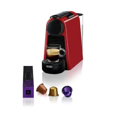 Abbildung von Nespresso De&#039;Longhi Essenza Mini EN 85.R Kaffeekapselmaschine, Welcome Set mit 7 Kapseln in unterschiedlichen Geschmacksrichtungen, 19 bar Pumpendruck, Platzsparend, 0,6 l, Rot