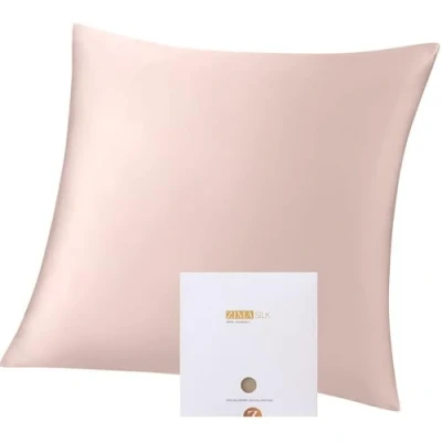 Abbildung von ZIMASILK Kissenbezug aus 100% Seide für Haare und Haut. Doppelseitige 19 Momme Reine Maulbeerseide Kissenhülle mit Reißverschluss, 1 Stück.(80x80 cm,Rosa)