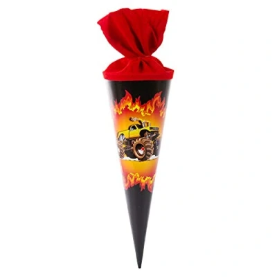 Abbildung von goldbuch 93052 Geschwisterschultüte mit Monstertruck Motiv, Zuckertüte 35 cm, Schultüte aus Lackkarton, Geschenkverpackung für viele Anlässe, Geschwistertüte zur Einschulung
