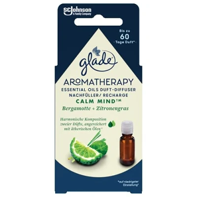 Abbildung von Glade Aromatherapy Essential Oils Duft Diffuser Nachfüller, Calm Mind, Bergamotte + Zitronengras Aroma Diffuser, 17.4ml