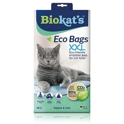 Abbildung von Biokat&#039;s Eco Bags XXL Beutel zur Auslage in der Katzentoilette für hygienischen Wechsel Katzenstreu 1 Packung (1 x 12 Beutel)