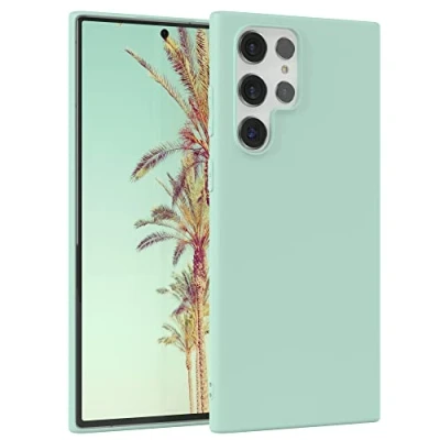 Abbildung von EAZY Case Silikonhülle für Samsung Galaxy S22 Ultra 5G Hülle Silikon Grün weich stoßfeste Handyhülle Schutzhülle mit Kameraschutz Dünn Premium Schutz Cover TPU Bumper Mint