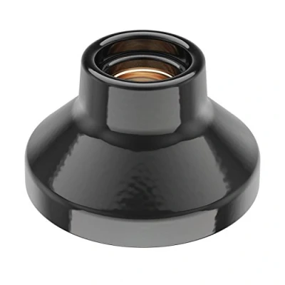 Abbildung von ledscom.de Deckenleuchte/Lampenfassung ELEKTRA, Porzellan, schwarz glänzend, 1x E27 max. 300W, Bar design, Atmosphärelampe, Leuchtenfuß E27, 1 flammig, Trend, Kueche, Esstisch, Schlafzimmer