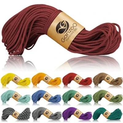 Abbildung von Ganzoo Paracord 350 Seil 2,5mm Outdoor Schnur, Nylon &amp; Polyester, Allzweckseil für Armband, Hundehalsband, Hundeleine Knüpfen, Camping Survival, Weinrot