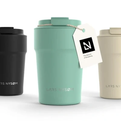 Abbildung von LARS NYSØM Thermo Kaffeebecher to go 380ml Travel Mug 0,38 Liter mit Isolierung Auslaufsicherer Edelstahl Thermobecher für Kaffee und Tee unterwegs Teebecher (Aqua Turquoise, 380ml)