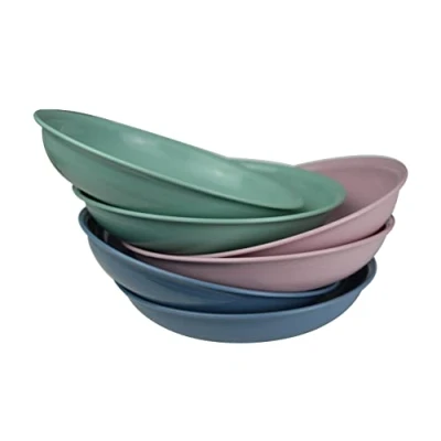 Abbildung von Generic Ikolife Kunststoffteller tief, 6 Stück, Durchmesser 20 cm, 3 Farben, Kinderteller, wiederverwendbar, BPA frei, cm tiefer Teller 3,5