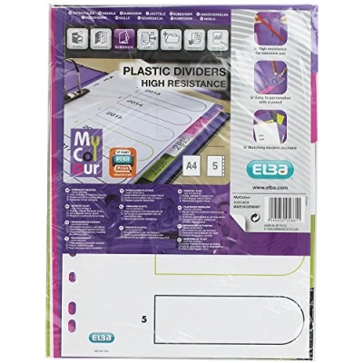 Abbildung von Oxford A4 Kunststoff Register myColour blanko 5 Blatt teilig