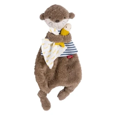 Abbildung von Fehn Schmusetuch Otter Spielkamerad, Einschlafhilfe &amp; Stofftier Schnuffeltuch mit Köpfchen zum Greifen, Fühlen, Knuddeln und Liebhaben für Babys Kleinkinder ab 0+ Monaten