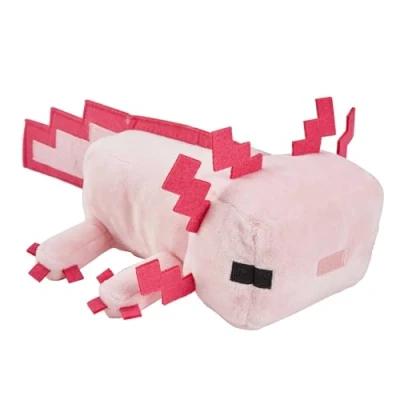 Abbildung von Mattel Minecraft, Axolotl Plüschfigur, ca. 21 cm, weich, Geschenk zum Sammeln für Fans, Spielzeug ab 3 Jahren, HBT42, 8 inch