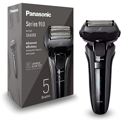 Abbildung von Panasonic Series 900 Premium Nass und Trocken Rasierer ES LV6U für Männer, 5 fach Scherkopf mit Linearmotor Bartdichtensensor Technologie, Pop up Trimmer, matt schwarz