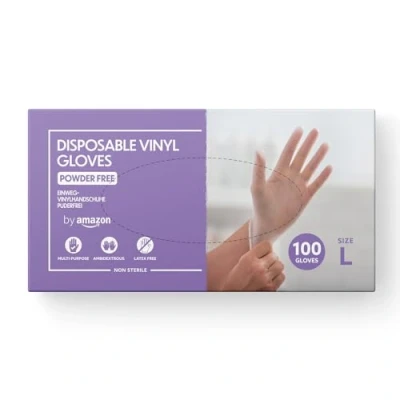 Abbildung von by Amazon Einweg Vinylhandschuhe, Größe L, 100er Pack(Früher Marke Hevea)
