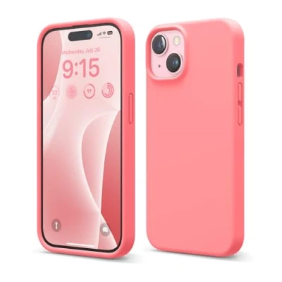 Abbildung von elago Flüssig Silikon Case Kompatibel mit iPhone 15 Hülle, Premium Handyhülle, Ganzkörper Schutzhülle [4 Lagige Stoßfeste Struktur], Kratzfestes Weiches Mikrofaserfutter (Rosa)