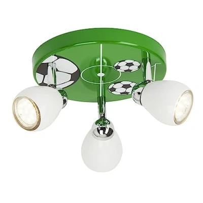 Abbildung von BRILLIANT Lampe Soccer LED Spotrondell 3flg weiß/grün schwarz weiß 3x PAR51, GU10, 3W Reflektorlampen inklusive, (250lm, 3000K) Köpfe schwenkbar