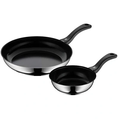 Abbildung von WMF Devil Pfannenset 2 teilig, Bratpfanne 28 cm + 24 cm, Pfanne Induktion, Cromargan Edelstahl beschichtet, Kunststoffgriff