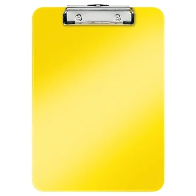Abbildung von Leitz WOW A4 Klemmbrett, hochwertiges Klemmbrett aus Hartplastik, 80 Blatt Kapazität, Gelb, 39710016